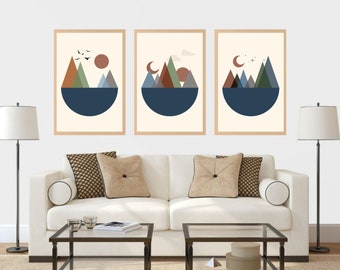 An Evening in the Mountains; Printable Boho Minimalist Gallery Wall Art, Scandinavian Decor Prints