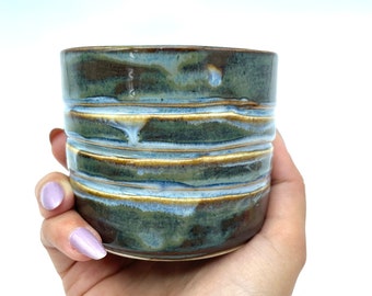 Handmade Ceramic Mug - Japanese Tea Cup - No handle ceramic cup - Stoneware Rustic Pottery Mug