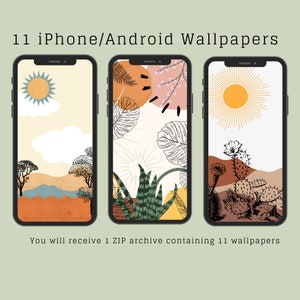 iPhone/Android Wallpapers Digital Download , Beige Aesthetic Wallpaper iPhone, Shapes wallpaper, Neutral Floral Phone Background