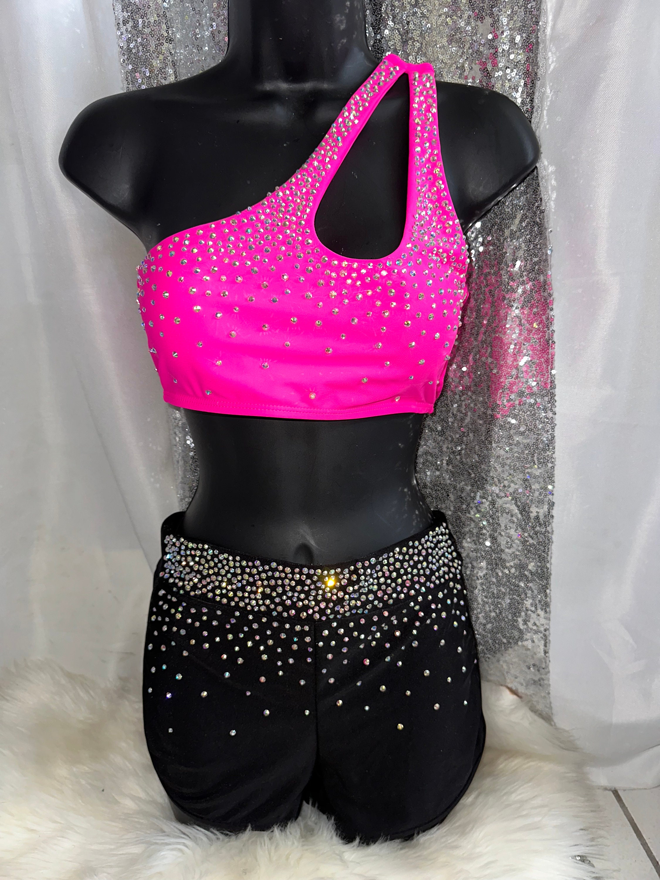 Diamonds Rhinestone Dance Costume Bra Top Womens Sparkle Padded Bra Belly  Dancing Crop Top for Rave Cabaret Party