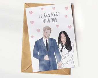 Harry and Meghan funny Valentine's Day Greeting Card | Harry and Meghan | Spare | Run Away Yo Crackers
