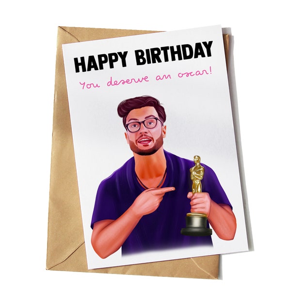 Davide You Deserve An Oscar Birthday Card | Funny Greeting Card | Case | Yo Crackers | Love Cards | Island Cards