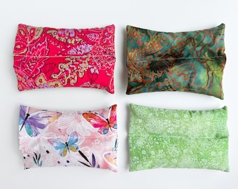 Small Hot Cold Pack - Organic Rice or Flax - Microwaveable Heating Pad - Freezer Cooling Eye Pillow - Winter Hand Warmers or Pain Relief