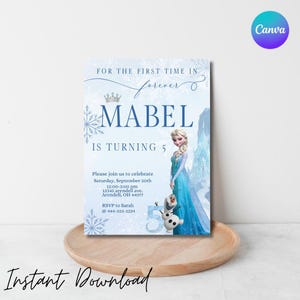 Editable Elsa Invite Digital Frozen Party Invitation Custom Frozen Invite Frozen Birthday Anna Frozen 5th Birthday Digitally Download