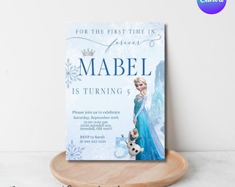 Editable Elsa Invite Digital Frozen Party Invitation Custom Frozen Invite Frozen Birthday Anna Frozen 5th Birthday Digitally Download