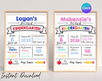 School Sign Editable Template for First and Last Day of School, Customizable Back to School photo prop printable, Kindergarten Preschool