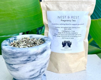 Nest and Rest Pregnancy Tea | Red Raspberry Leaf | Third Trimester Tea | NORA tea