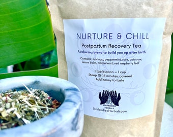 Nurture and Chill Postpartum Recovery Tea | Red Raspberry Leaf | Lactation Tea | Postpartum Care Package