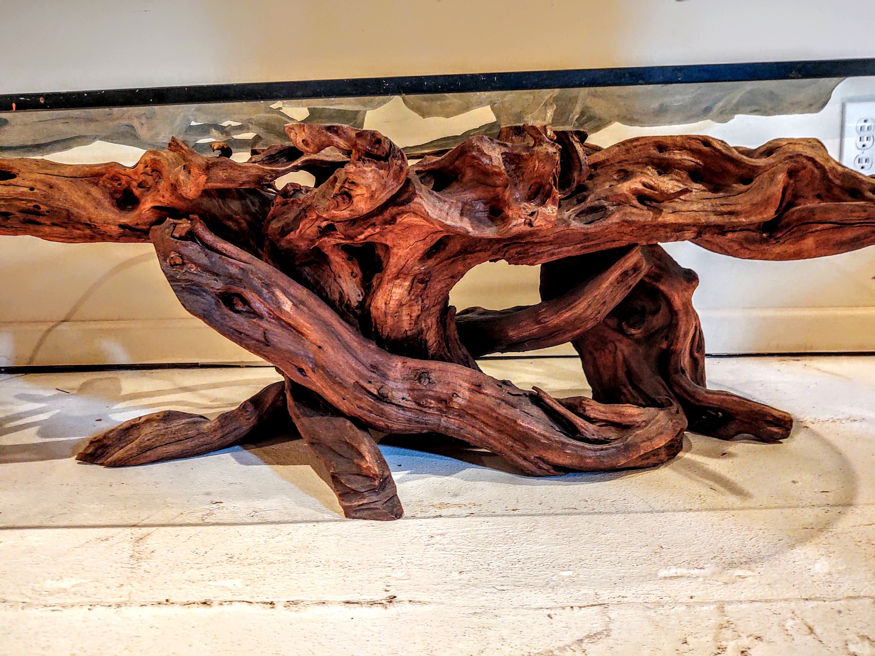 Driftwood coffee table Oval Coffee Table Living room furniture Mahogany Driftwood Coffee table Rare Unique One of a kind Vintage