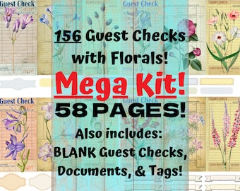 MEGA Kit - Seasonal Floral & Blank Guest Checks - 58 Pages!