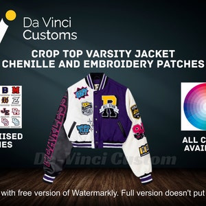 Benutzerdefinierte Crop Top Varsity Letterman Jacke Wollkörper mit Lederärmeln High School Fußball- und Baseball-Rugby-Teamjacke