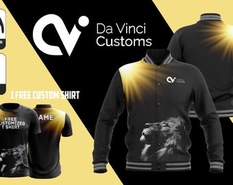 Chaqueta Letterman de satén totalmente personalizada / Estilo universitario unisex / Incluye 1 camiseta estampada gratis / Perfecta para equipos deportivos