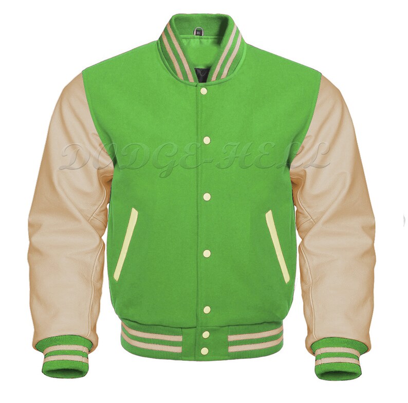 Letterman Baseball Varsity Jacket Cream Sleeves Etsy