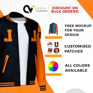 Custom Varsity Jacket - Adult Unisex Bomber jacket,Bomber,Varsity,Vintage,Coat,Customized jacket,Wedding,Bride jacket,Team,