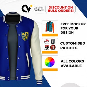 Kids Unisex Personalised Varsity Jacket, Kids Name , Number Varsity, Custom Varsity Jacket, Number Varsity Jacket, Kids Baseball Sport