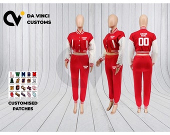 Custom Crop Top Tracksuit | Personalized Fleece Women’s 2-Piece Set | Add Name or Logo | Activewear for Team or Gym