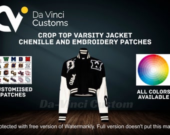 Custom Crop Top, Women Cropped Varsity Jacket, Crop top,  Letterman jacket with Custom Chenille patches, Basketball team jackets