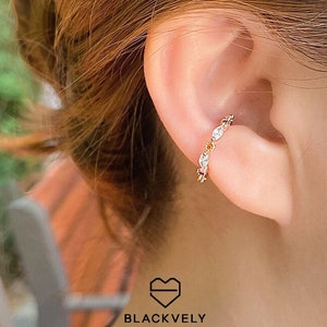 Crystal Ear Cuffs Korean, Size Adjustable Ear Cuffs, No Pierce Kpop Style Earrings, Korean Handcraft, Korean Style Jewelry, Made in Korea