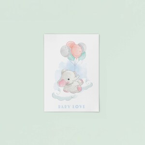Póster Jungle Child, Baby Elephant, Decoración de habitación, Póster Niño, Idea de regalo, Regalo Regalo Nacimiento, Sala de impresión Niño