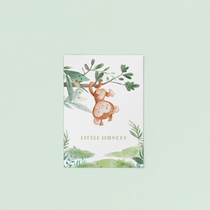 Póster de mono, Póster de la jungla infantil, Mono bebé, Decoración de la habitación, Póster para niños, Idea de regalo, Regalo de nacimiento, Impresión de la habitación del niño