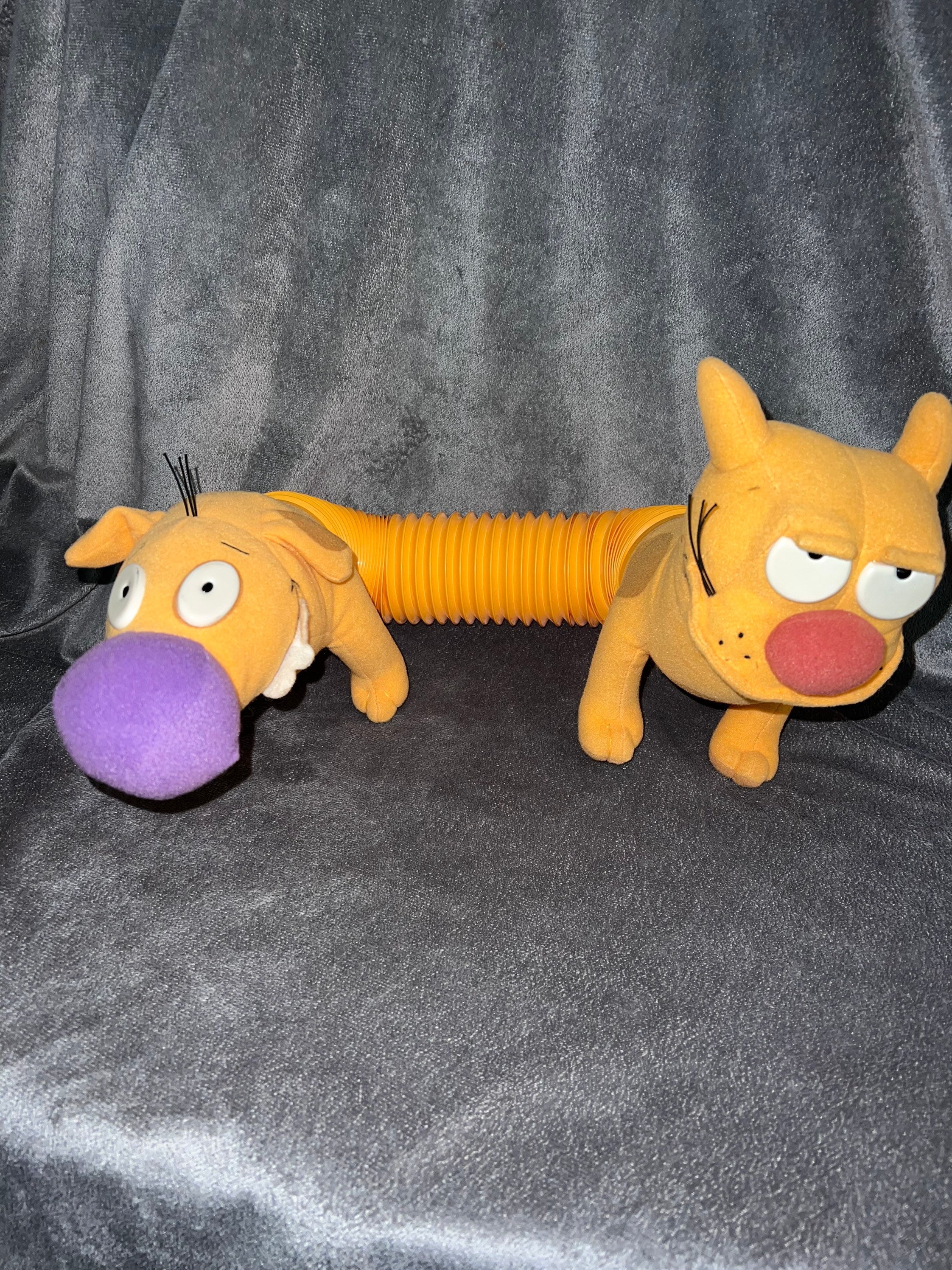 VTG 1998 Mattel Nickelodeon CatDog Pull & Pose Slinky Plush Stuffed Animal  Toy