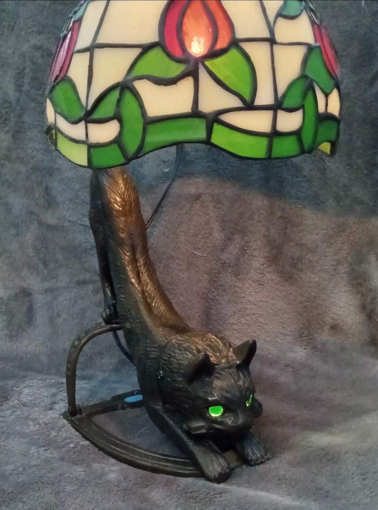 80s ビンテージ 岩津硝子 アートガラス カタツムリ テーブルライト 希少 Stretching Cat Sculpture Table Lamp 17.5