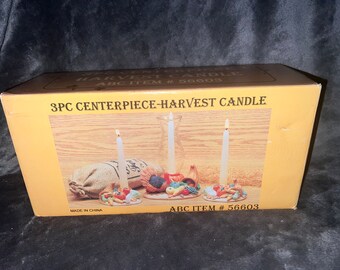 Centro de mesa con 7 velas de Acción de Gracias de la Cosecha, Pavo ABC, Artículo 56603, Nuevo en caja