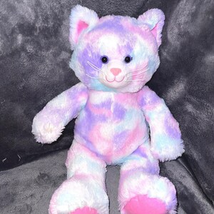 Build A Bear Plush Pastel Swirl Tie-dye Kitty Cat Pink Purple Blue 16 in