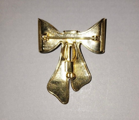 Vintage Avon 1980 Gold Bow Brooch/Pin Pendant - image 2