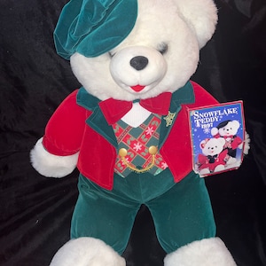 Holiday Time 15 inch Snowflake Teddy Bear 2022, Snowflake Blue Ski Wear Boy  