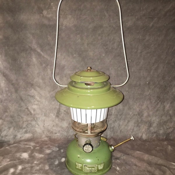 Vintage Coleman Made Sears 72217 Double Mantle Avocado Green Big Hat Lantern ‘72