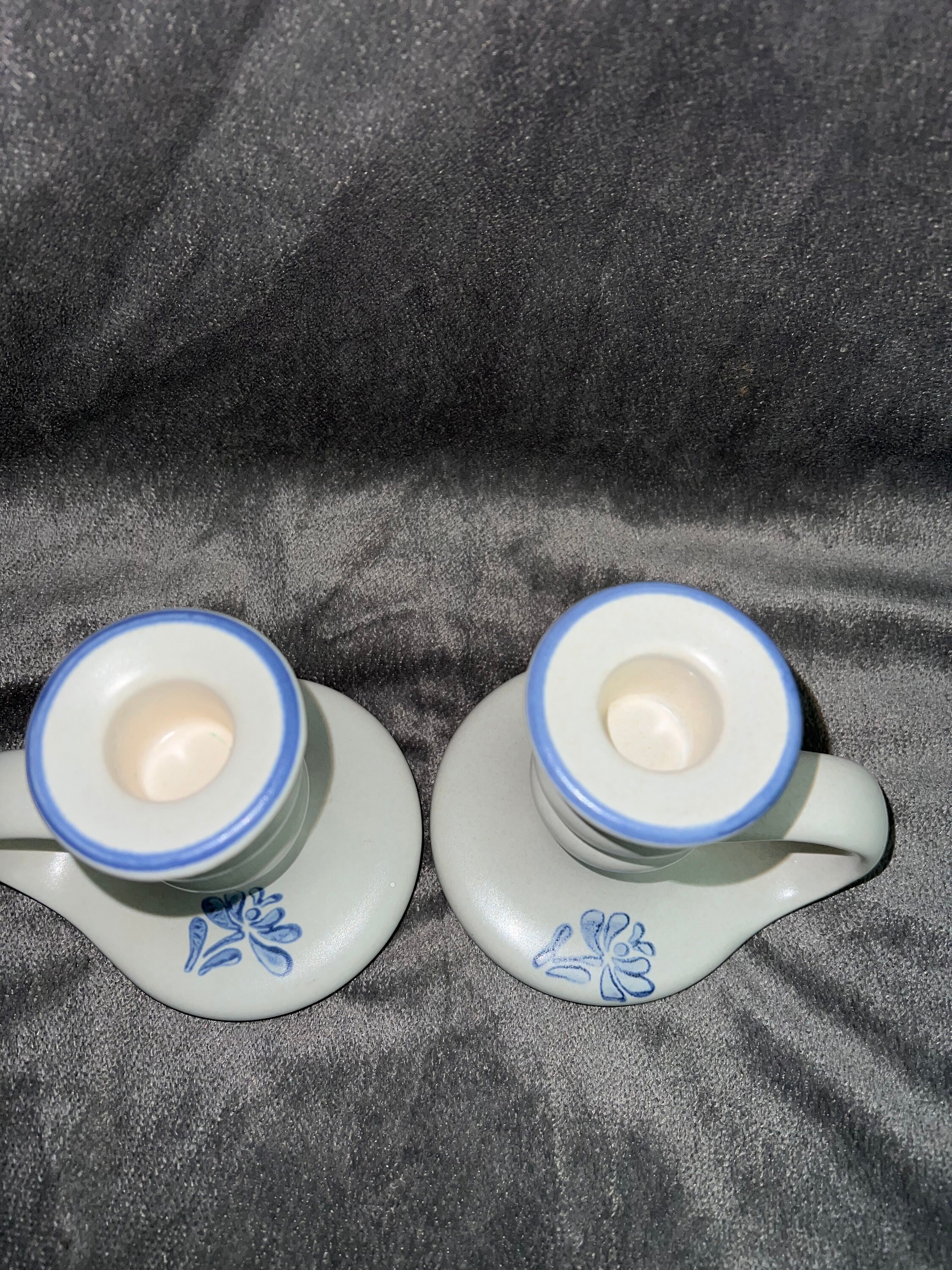 2 Pfaltzgraff Yorktowne Candle Holders Finger Loop Candle Stick Holder