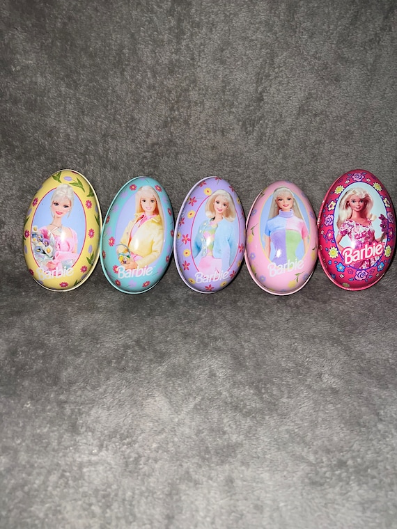 Set of 5 Barbie Russell Stover Oval Egg Basket Nostalgia Tins