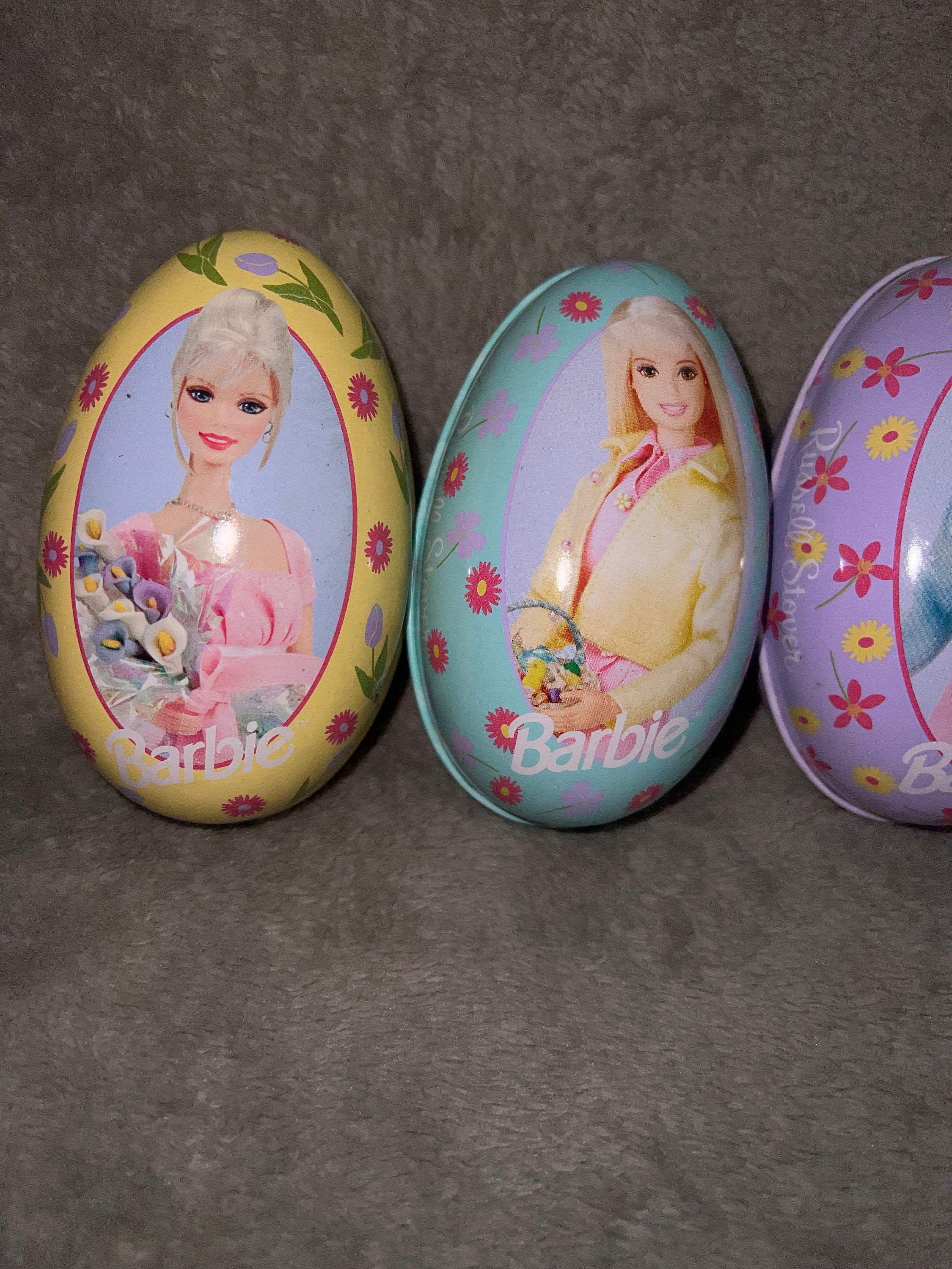 Set of 5 Barbie Russell Stover Oval Egg Basket Nostalgia Tins