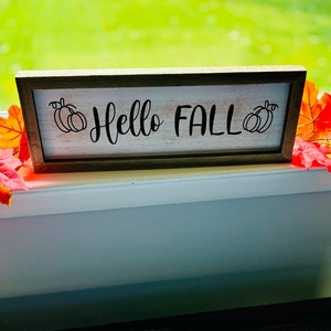 Hello Fall Sign: Rustic Pumpkin Decor, Autumn Decoration