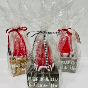 PlastiCup Holder Gift Set for Party or Housewarming Gift Set Cup Holder Christmas Gift Set for Mom Mark Your Cup Box for Plastic Cup Wedding