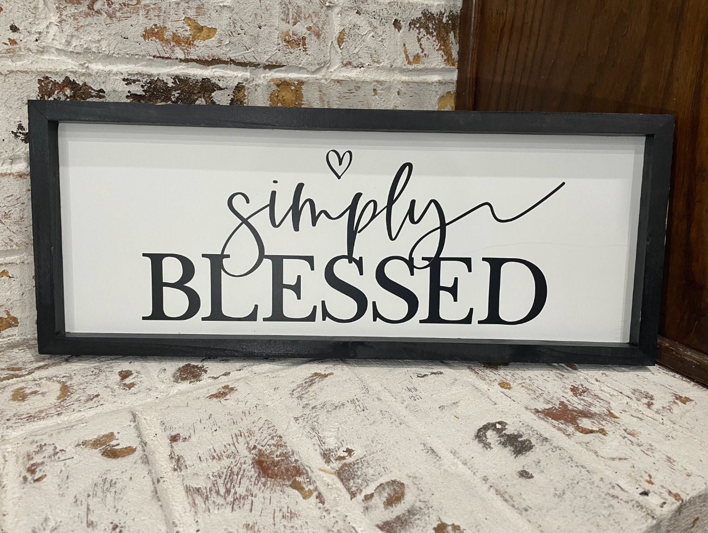 のの Simply Blessed Sign: Christian Home Decor, MDF Framed Wall
