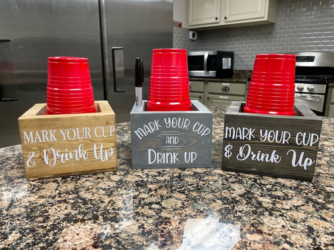 Wooden Cup Holder Party Cup Dispenser Mark Your Cup and Drink Etsy UK