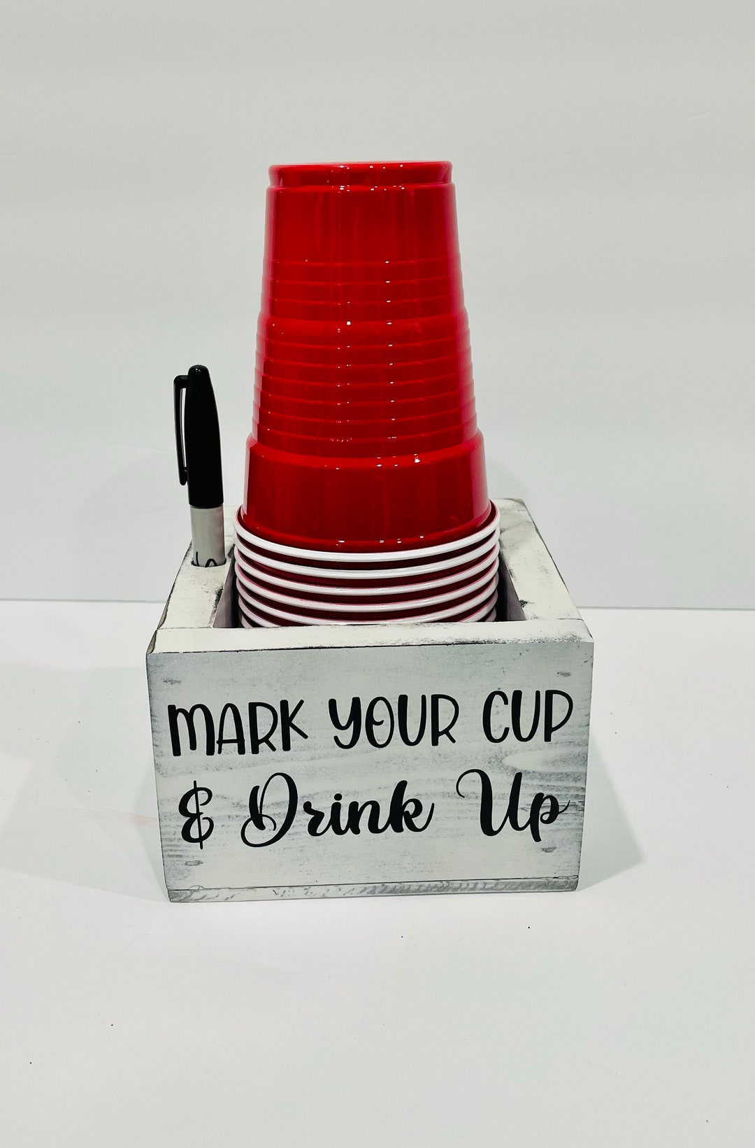 Solo Cup Holder Plastic Cup Holder Gift for Mom Wooden Cup Holder Mark