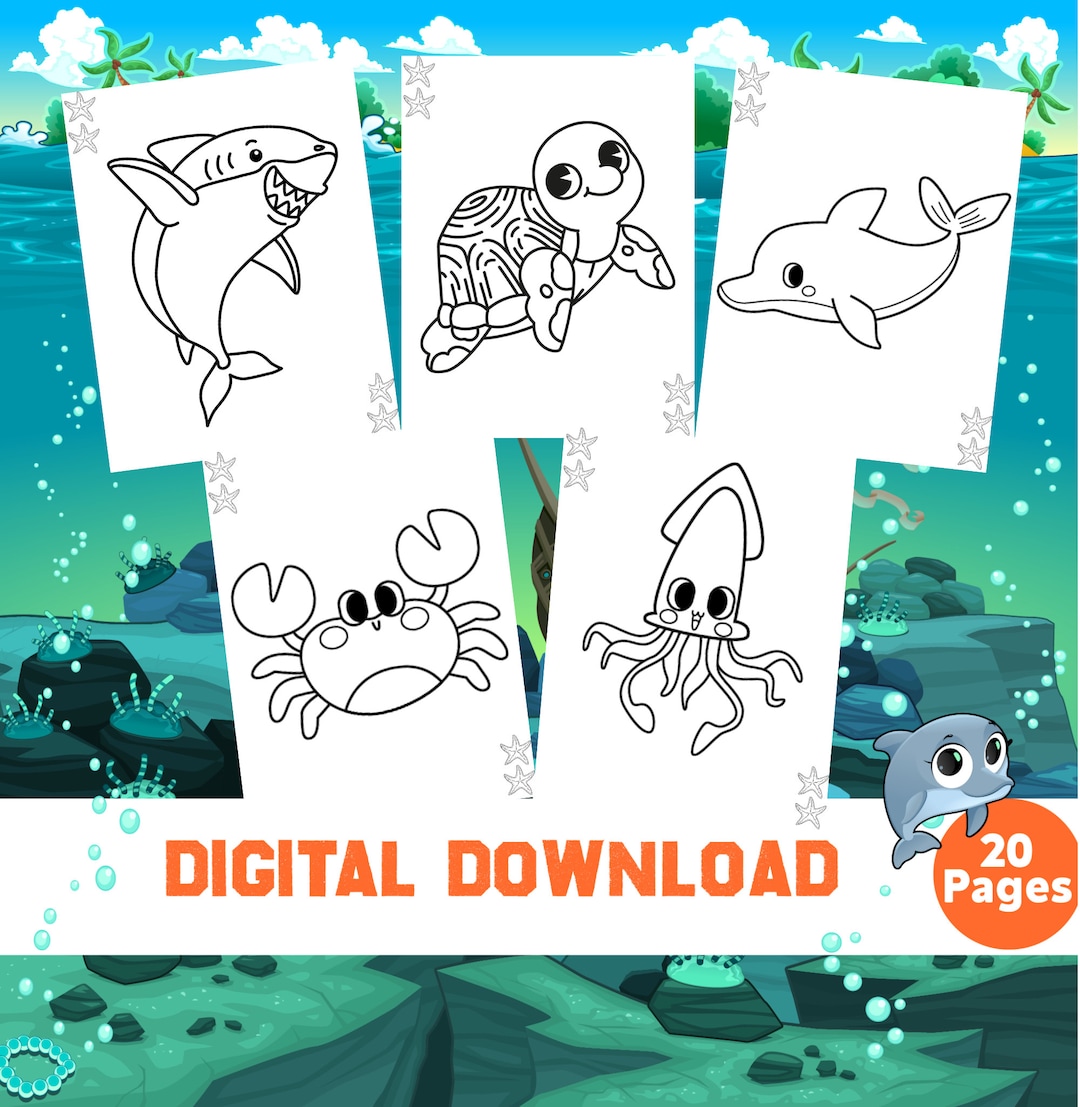 Under the Sea Coloring Pages Printable Sea Animals Coloring - Etsy
