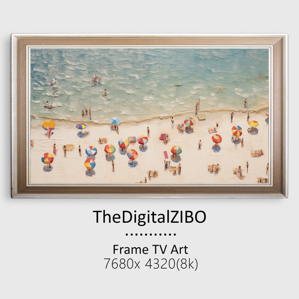 Samsung Frame TV 8k Art Summer Abstract Aeiral View Seascape, Beach Painting, Textured Oil Painting - Digital Download V11