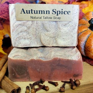 Handmade Tallow Soap- Autumn Spice| Essential Oil Soap with Orange, Clove & Nutmeg | Natural Fall Bar