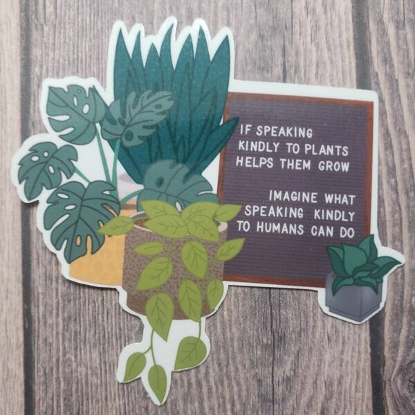 Plant Letterboard Waterproof Sticker for Water Bottles and Laptops Cute Plant Quote Plant Lady Stickers Kindness Motivational Quotes Plants