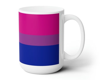 Bisexual Flag Pride Ceramic Mug 15oz Coffee Tea Hot Chocolate Kitchen Decor
