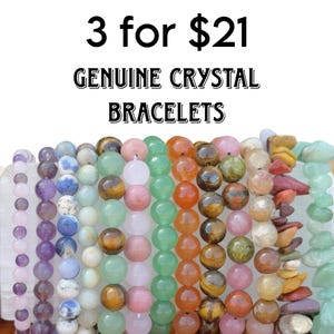 2 pulseras de cristal auténtico / Joyería apilable con piedras preciosas curativas