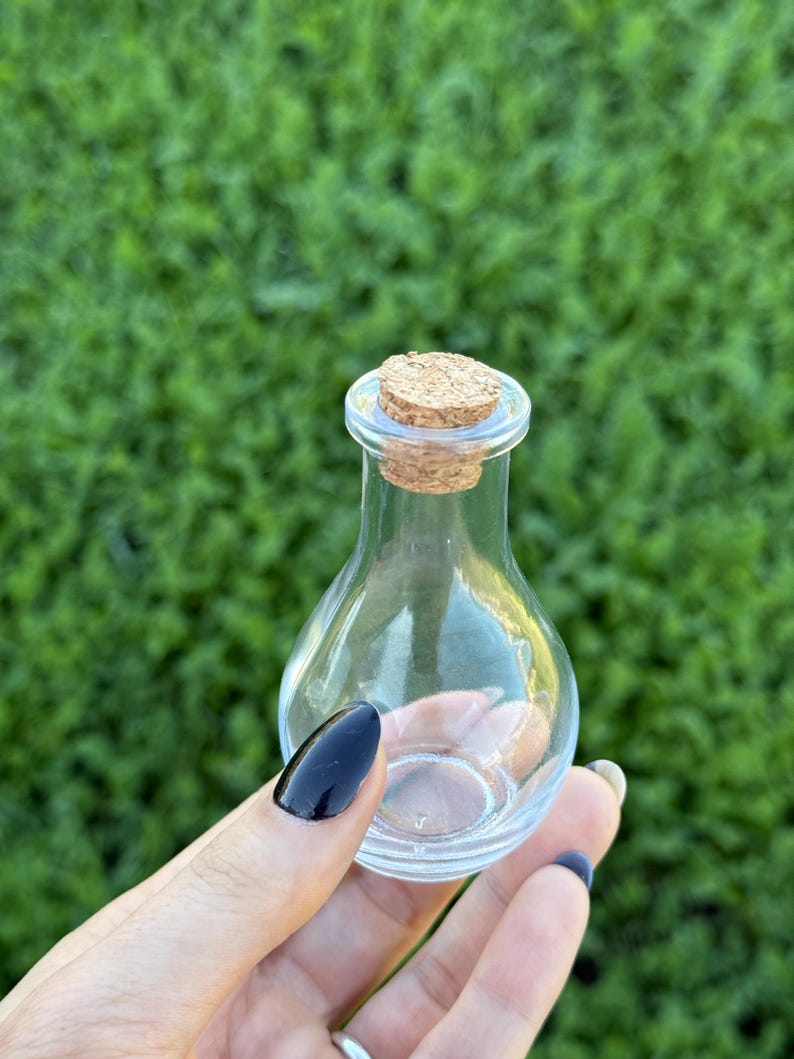 Glass Potion Bottles with Cork, Witchy Herb Jars (55ml) image 3