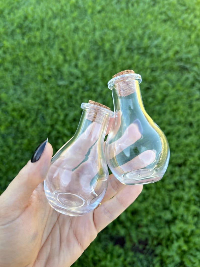 Glass Potion Bottles with Cork, Witchy Herb Jars (55ml) image 5