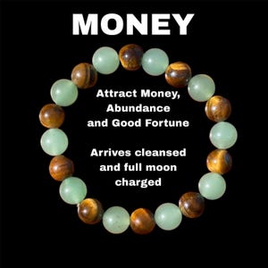Too Much Money | Abundance and Prosperity Attracting Crystal Bracelet | Tigers Eye | Green Aventurine | 1 Piece or Bulk 6 Pack Wholesale