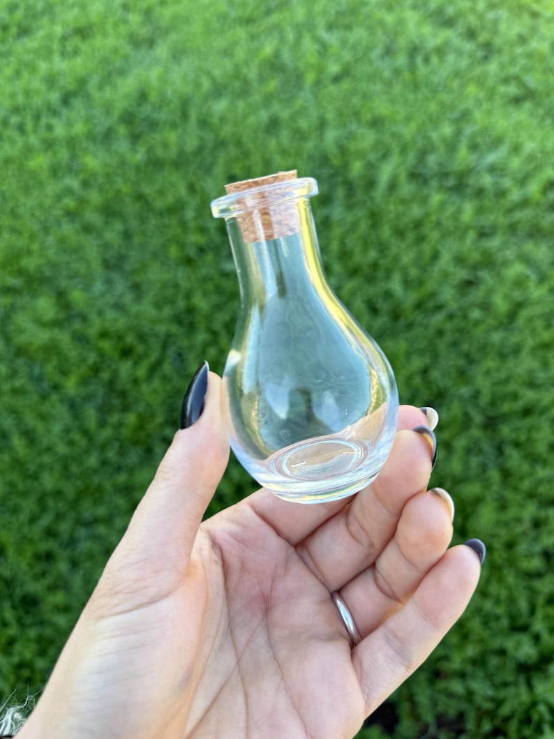 Glass Potion Bottles with Cork, Witchy Herb Jars (55ml) image 4