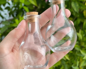 Boccette di vetro per pozioni con tappo di sughero, barattoli per erbe magiche (55 ml)